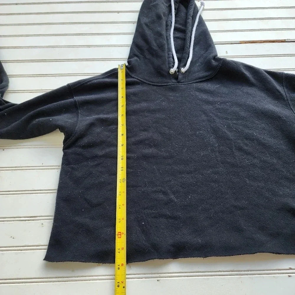Wild Fable Women’s Cropped Hoodie Sweatshirt Black Ebony Pullover Sz S - Picture 6 of 10